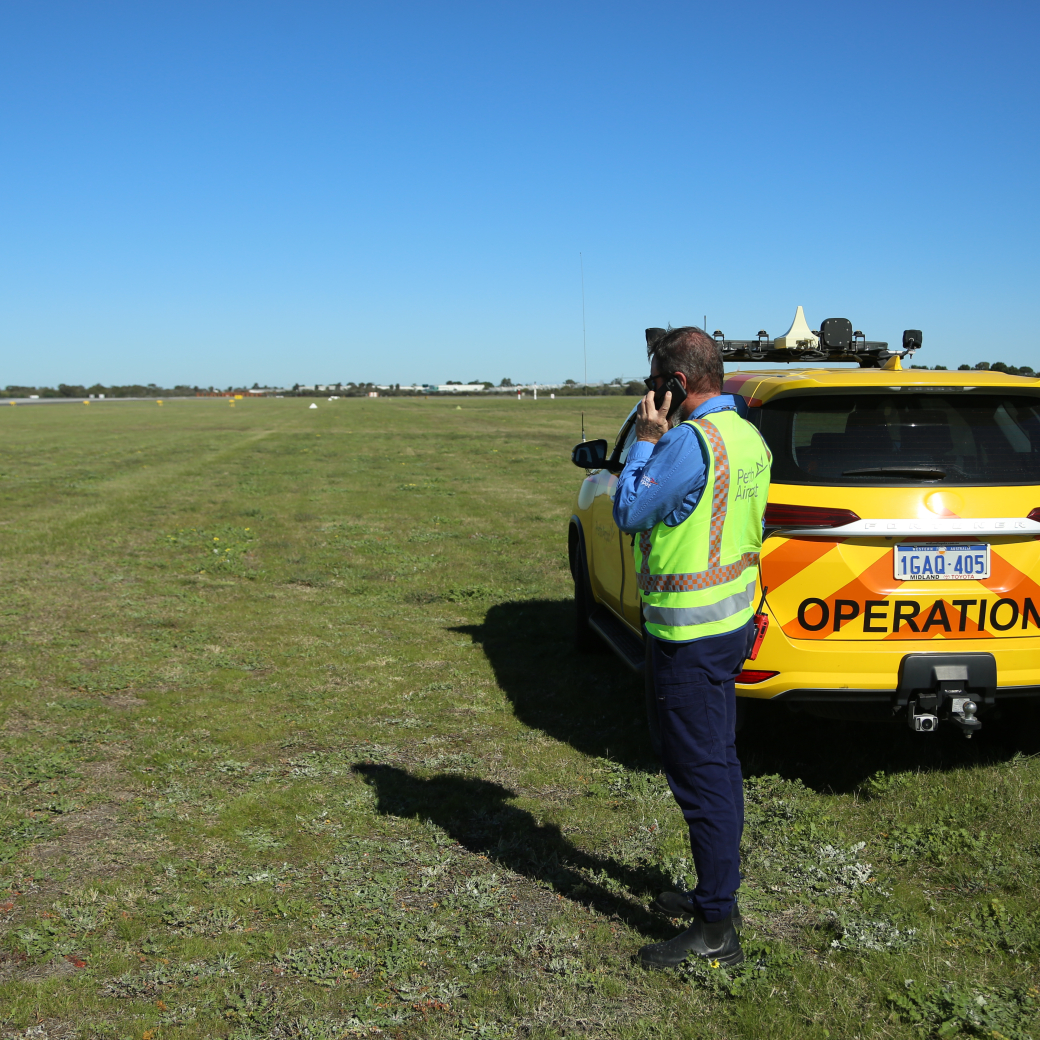 Airfield Duty Manager talking on phone